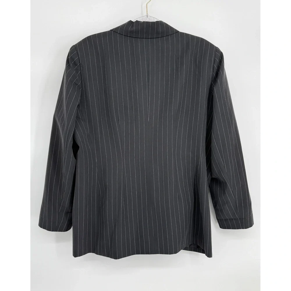 Glow Womens Pinstripe Skirt Suit Set Black  2 Piece Blazer Pencil Skirt Sz 16